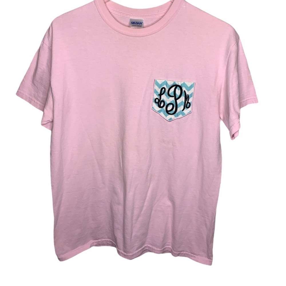 LpM Monogram Pink/Chevron Pocket T Shirt